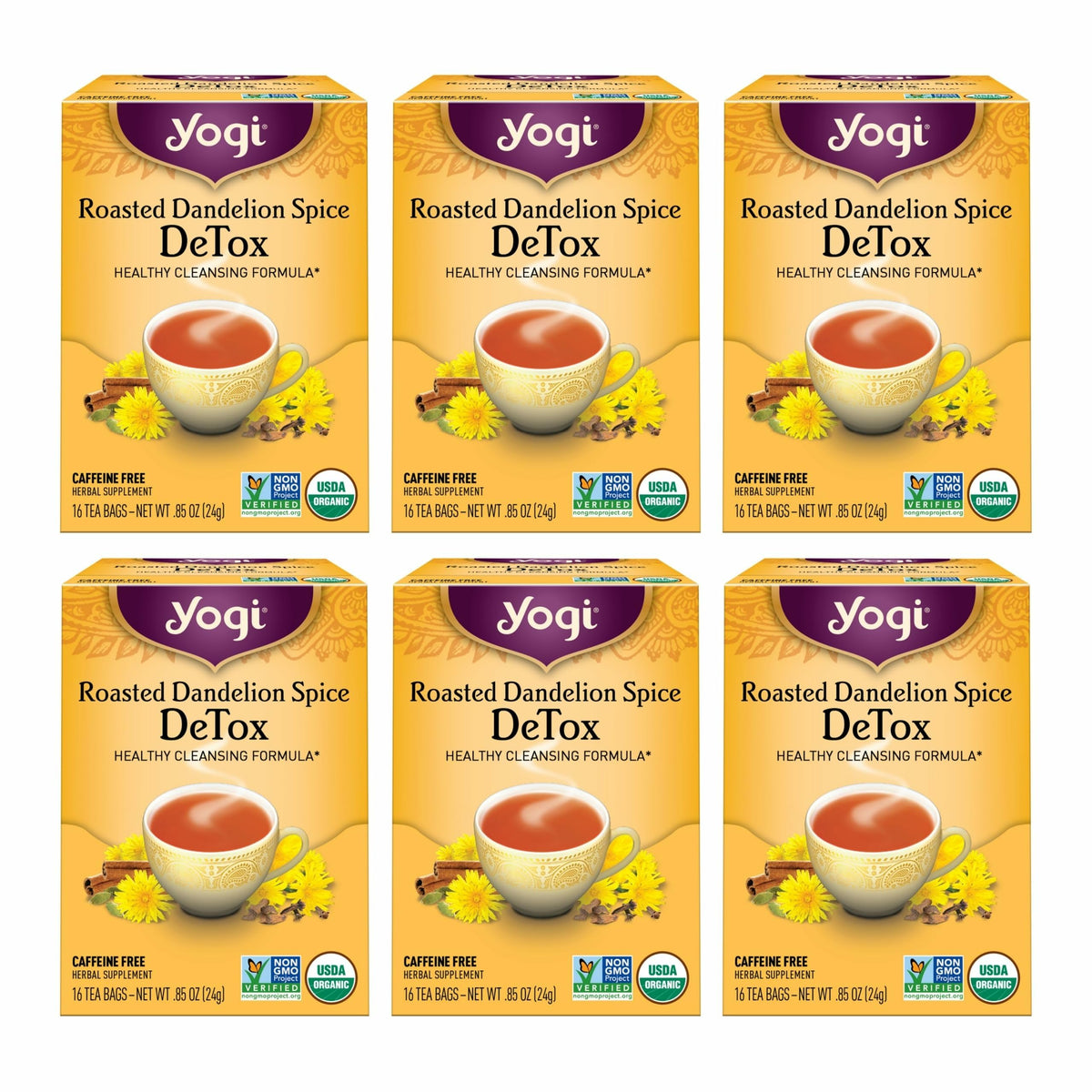 Yogi Tea Roasted Dandelion DeTox – Organic Detox Tea (6 Packs)