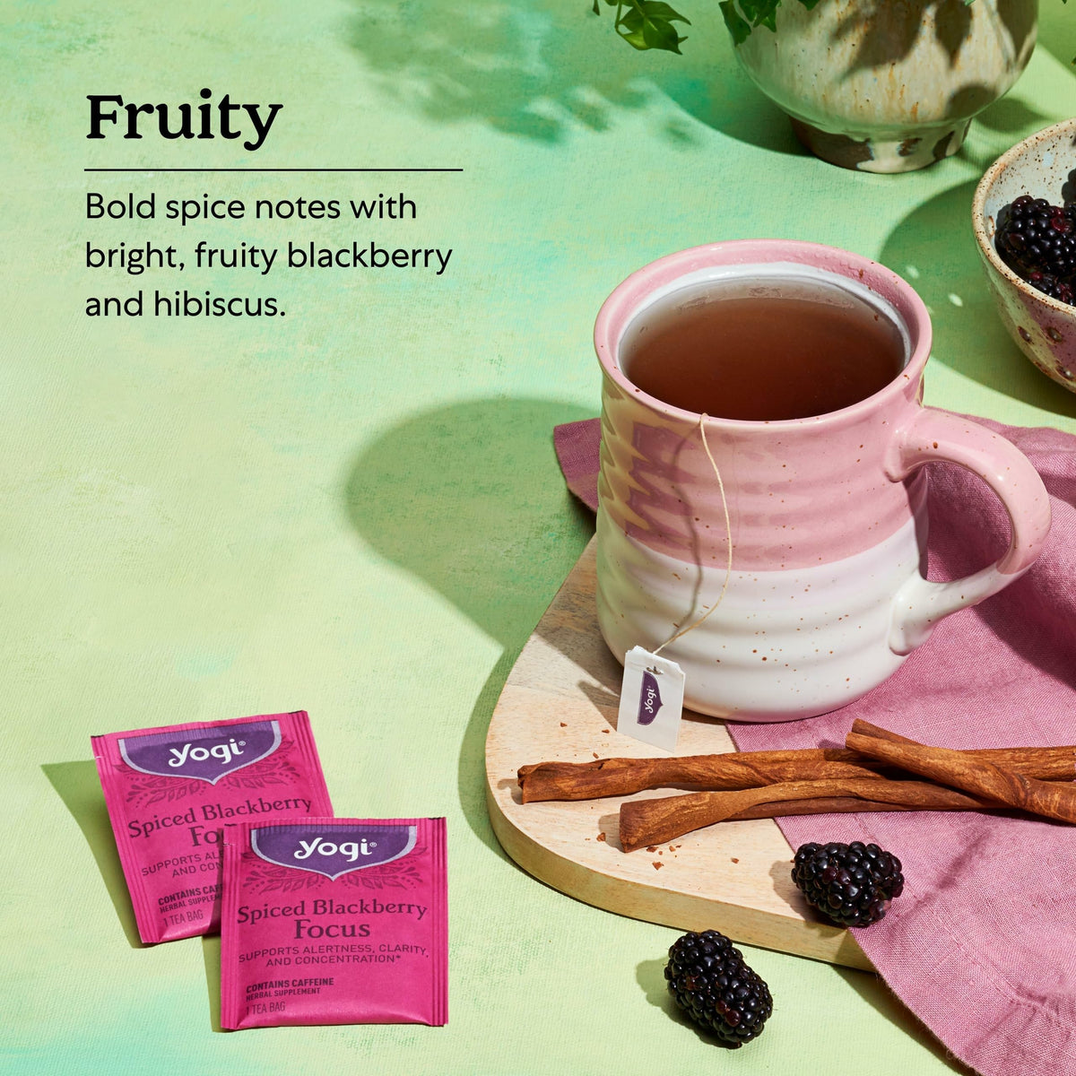 Yogi Spiced Blackberry Focus Tea – Pack of 6 (16 Bags Each), Vegan, Organic & Non-GMO
