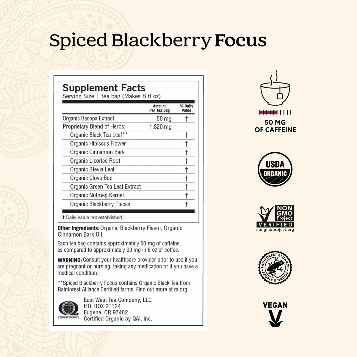 Yogi Spiced Blackberry Focus Tea – Pack of 6 (16 Bags Each), Vegan, Organic & Non-GMO