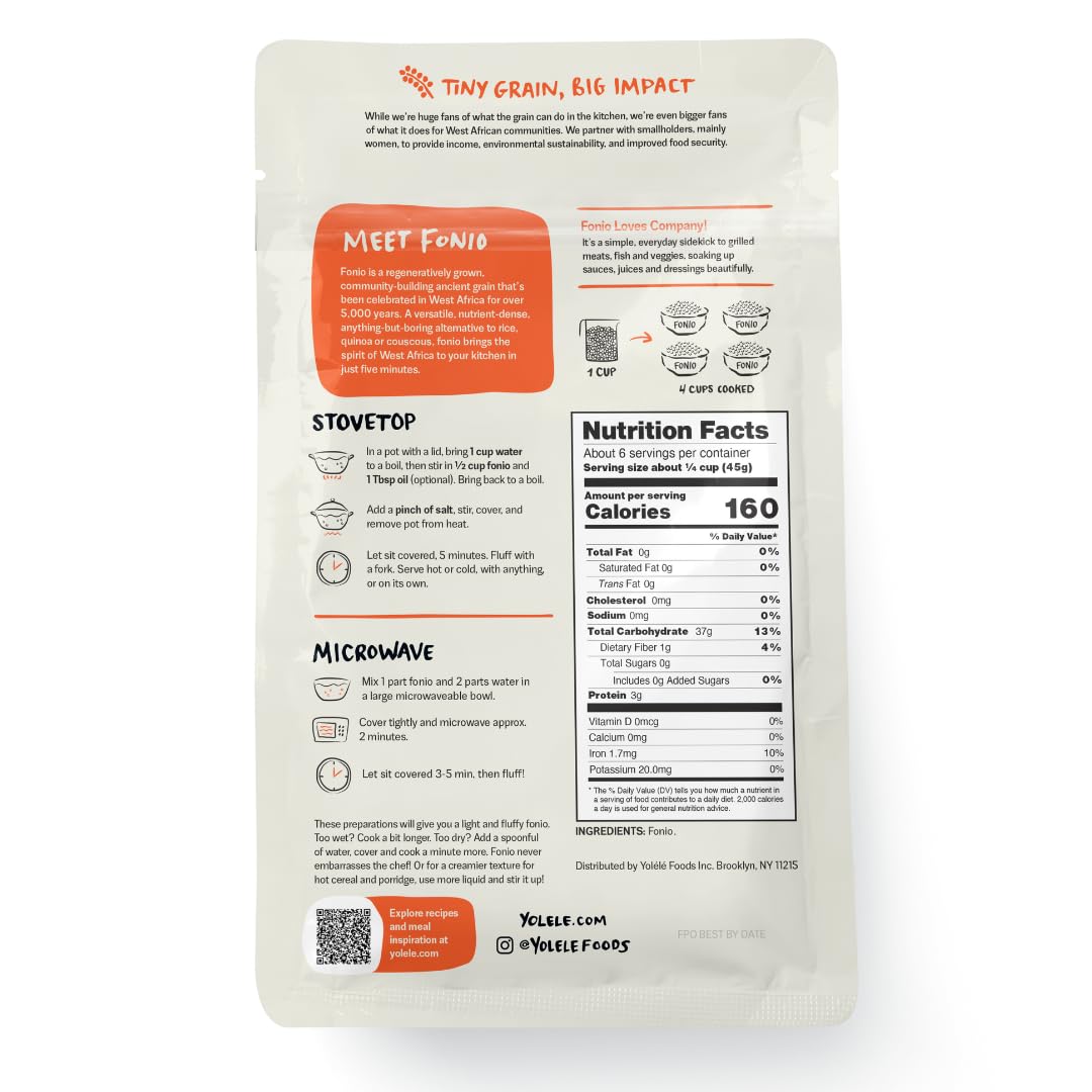 Yolélé Fonio African Supergrain – Precooked Gluten-Free 3x10oz Pack