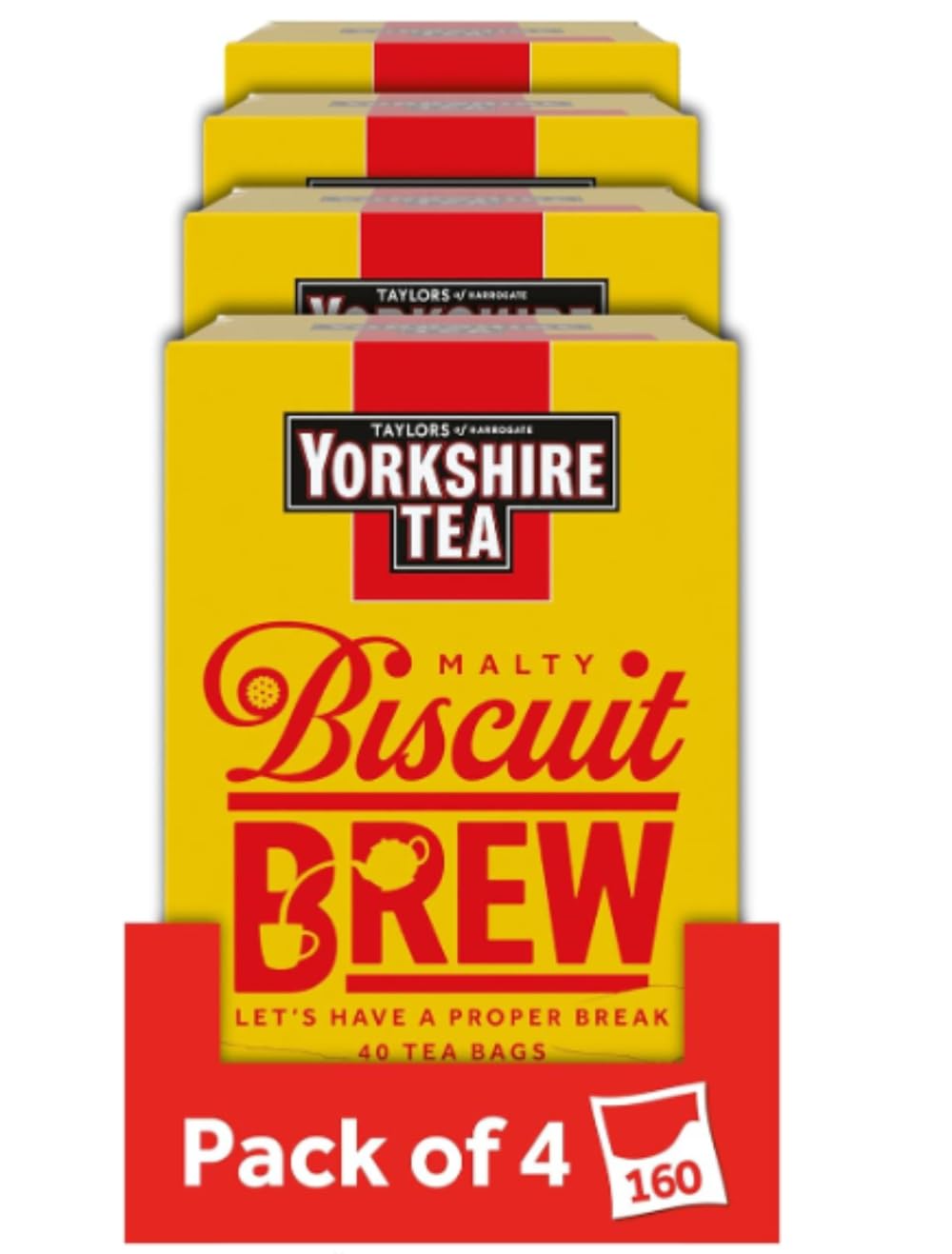 Yorkshire Tea Biscuit Brew Tea Bags – Pack of 4 (160 Bags)