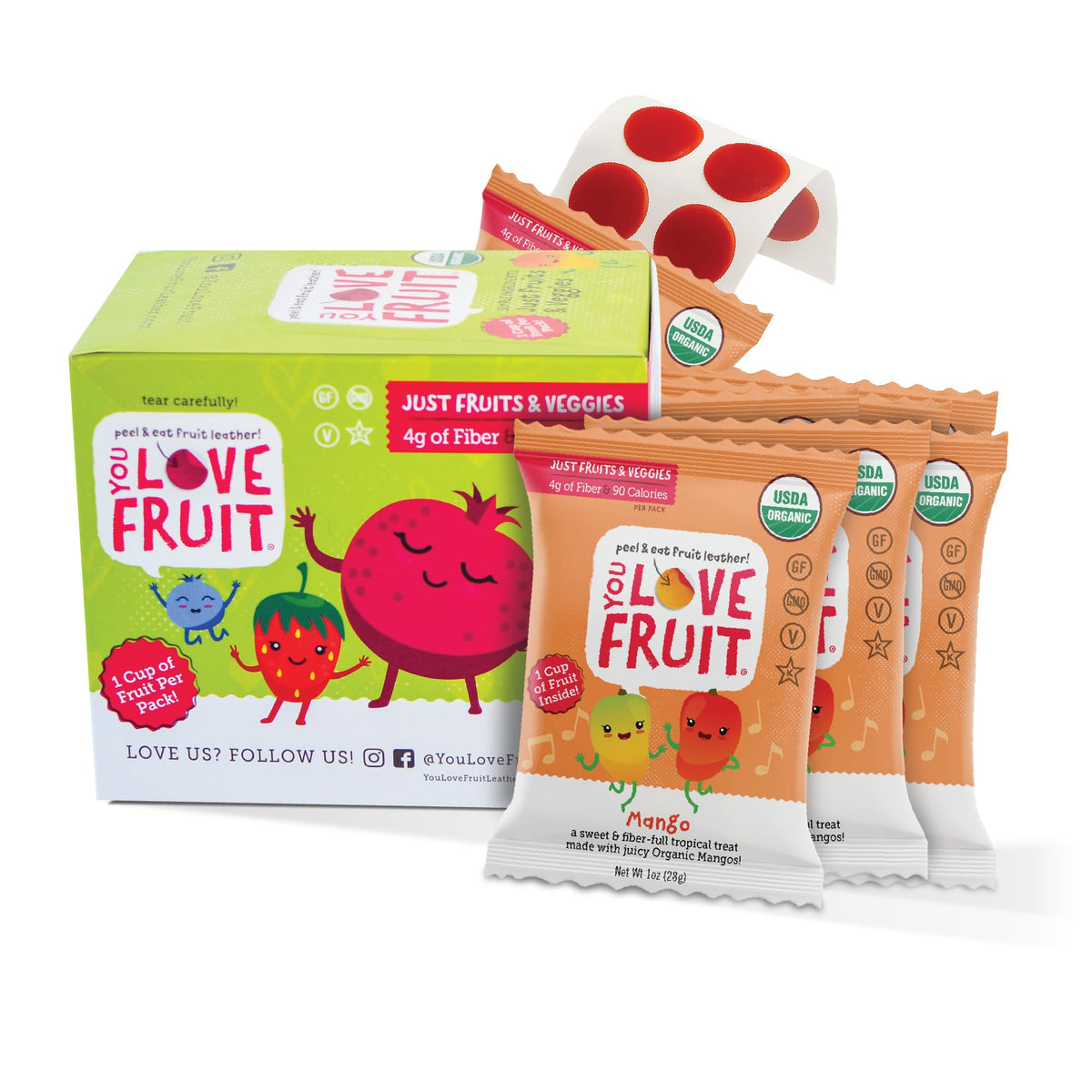 YOU LOVE FRUIT Mango All-Natural Fruit Snacks – 12-Pack