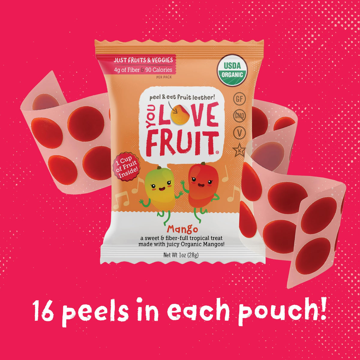 YOU LOVE FRUIT Mango All-Natural Fruit Snacks – 12-Pack