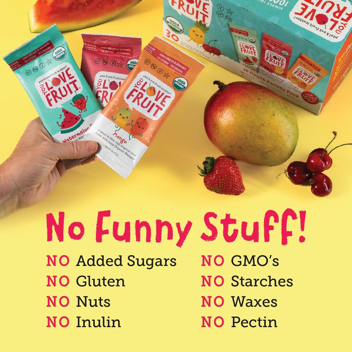 YOU LOVE FRUIT Strawberry All Natural Fruit Snacks – 12-Pack, Gluten Free, Non-GMO, Vegan