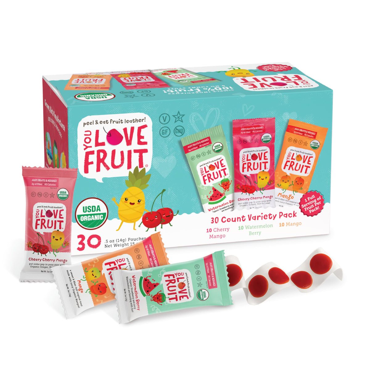 You Love Fruit - 30 Count Fruit Snacks Variety Pack | Natural, Gluten-Free & Vegan