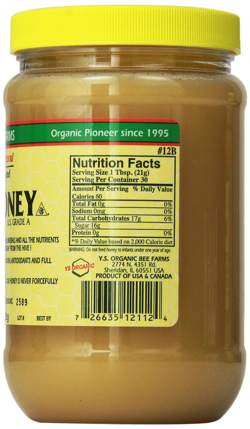 Y.S. Organic Bee Farms Raw Honey - 22 oz Pack of 6 | Pure, Unfiltered Honey
