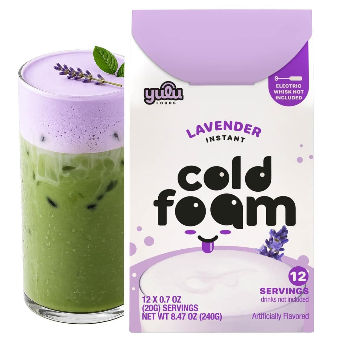 YULU FOODS Lavender Instant Cold Foam Sticks – Non-Dairy Café-Style Foam for Iced Drinks