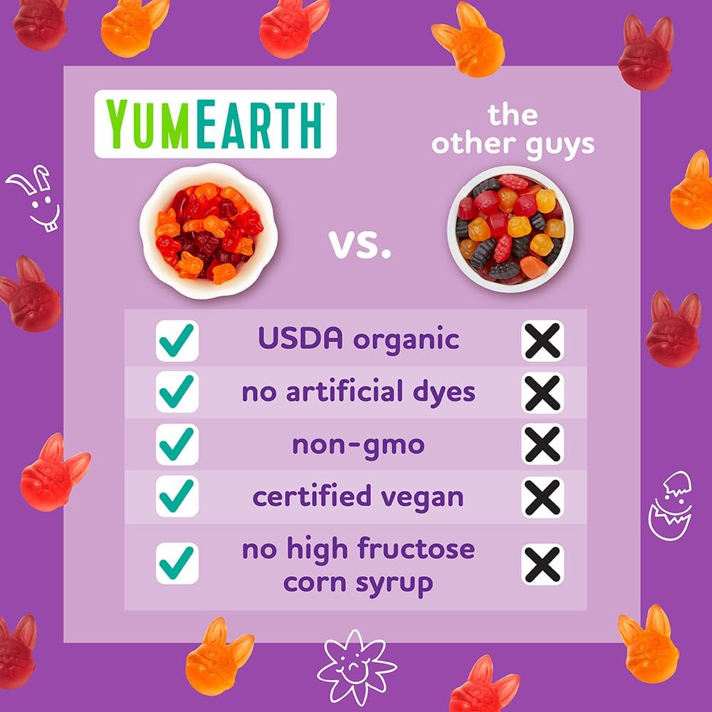 YumEarth Organic Easter Gummy Fruits Chewy Candy – Allergy Friendly (Top 9 Free), Gluten Free, Vegan (0.5 oz x15)