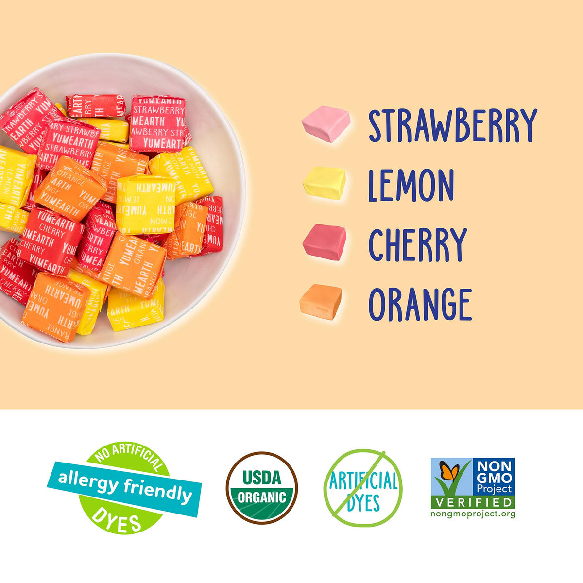 YumEarth Organic Chewys Fruit Flavored Candy Chews – Allergy-Friendly, Gluten Free, Non-GMO, Vegan, No Artificial Dyes (35-Count)