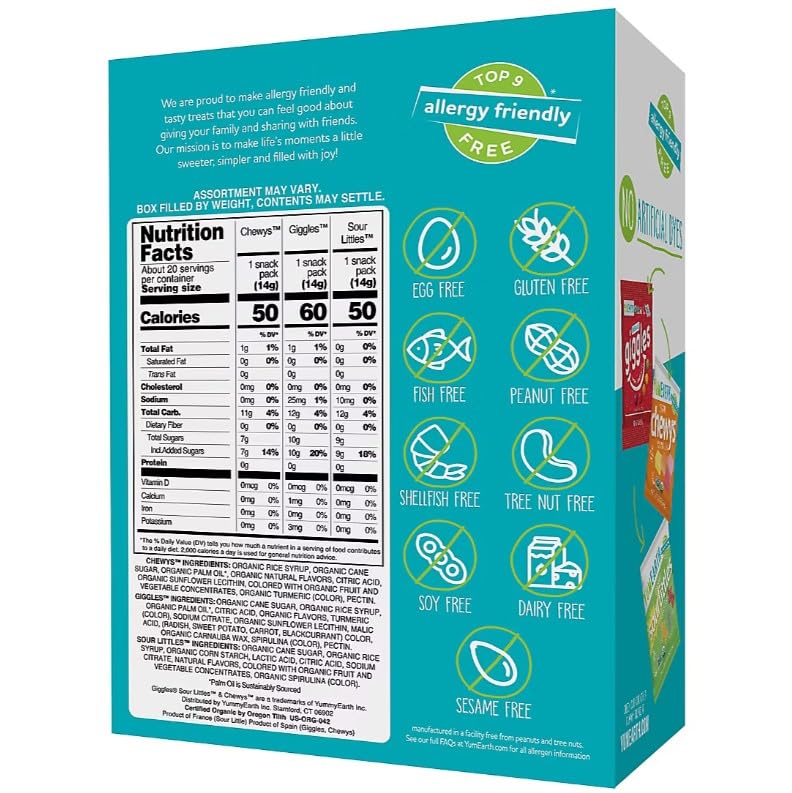 YumEarth Organic Chewy Candies Variety Box, 15 oz | Allergen-Free & Organic