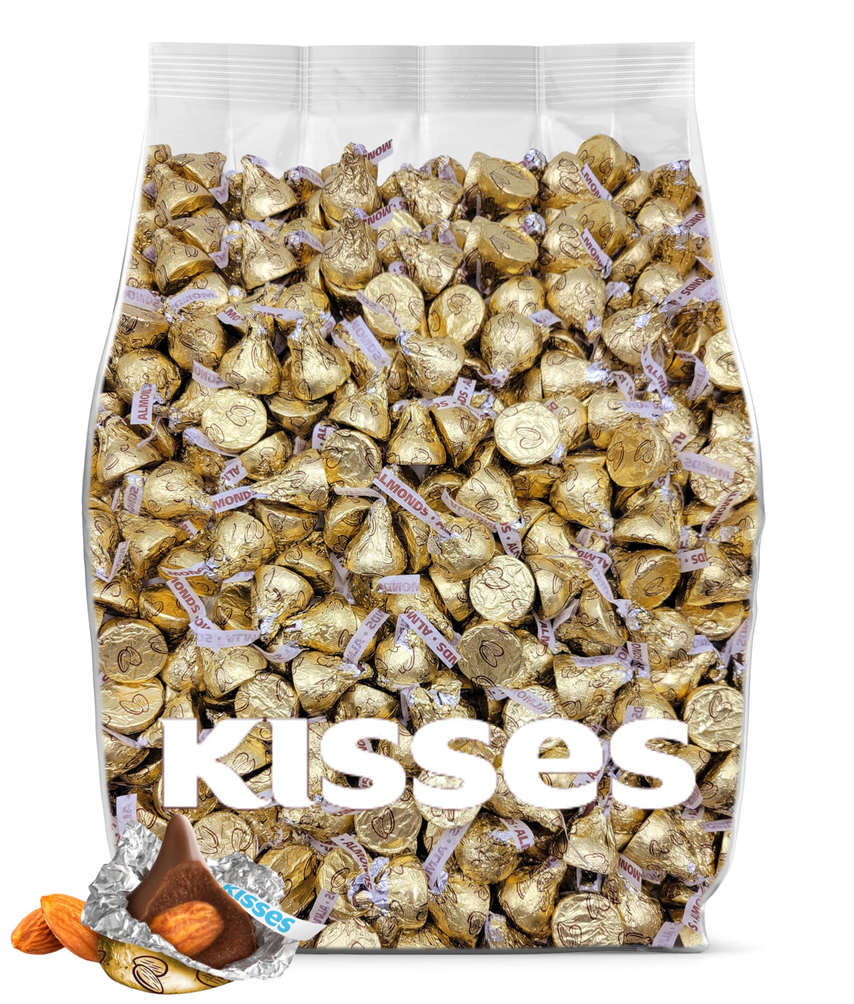 Kisses with Almonds Milk Chocolate Candy – 2lb Bulk | Yummy Chew