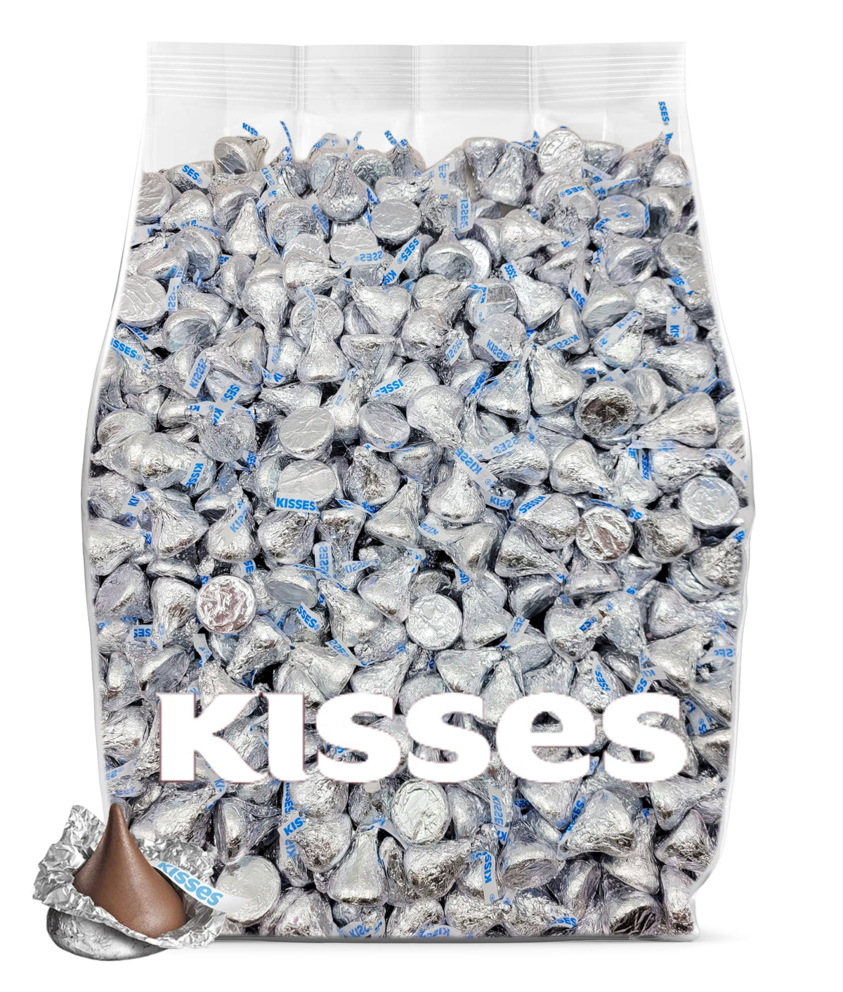 Bulk Kisses Milk Chocolate Candy – 200 Silver-Wrapped Kisses, 2 lb