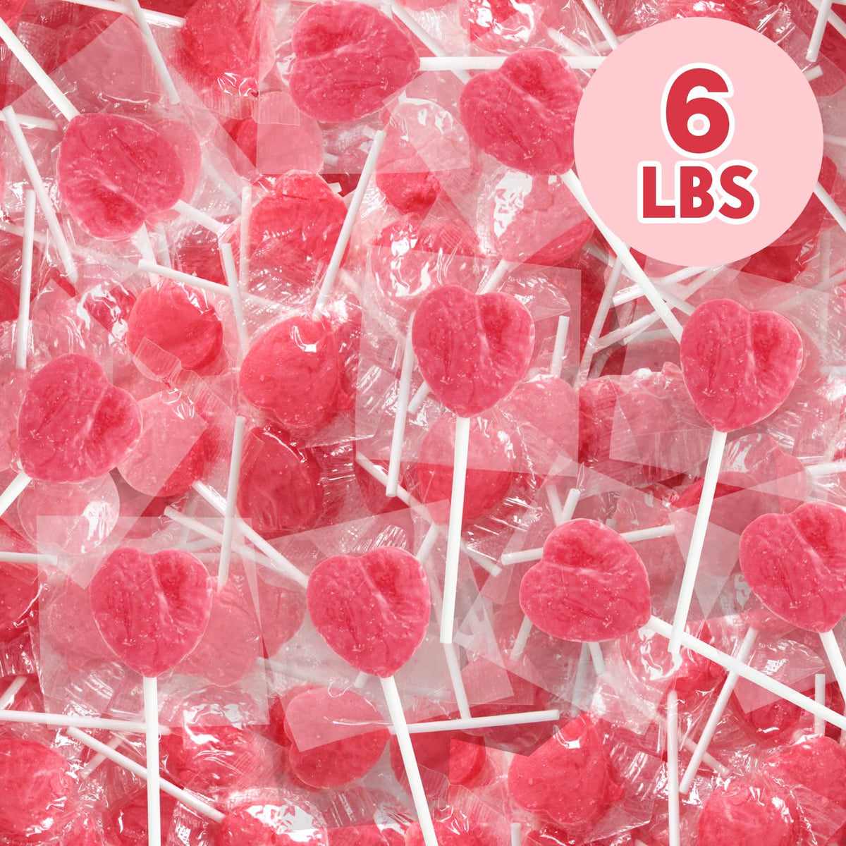 Yumzo Heart Shaped Lollipops – 6lb Valentines Candy Bulk, Strawberry Flavor, Individually Wrapped