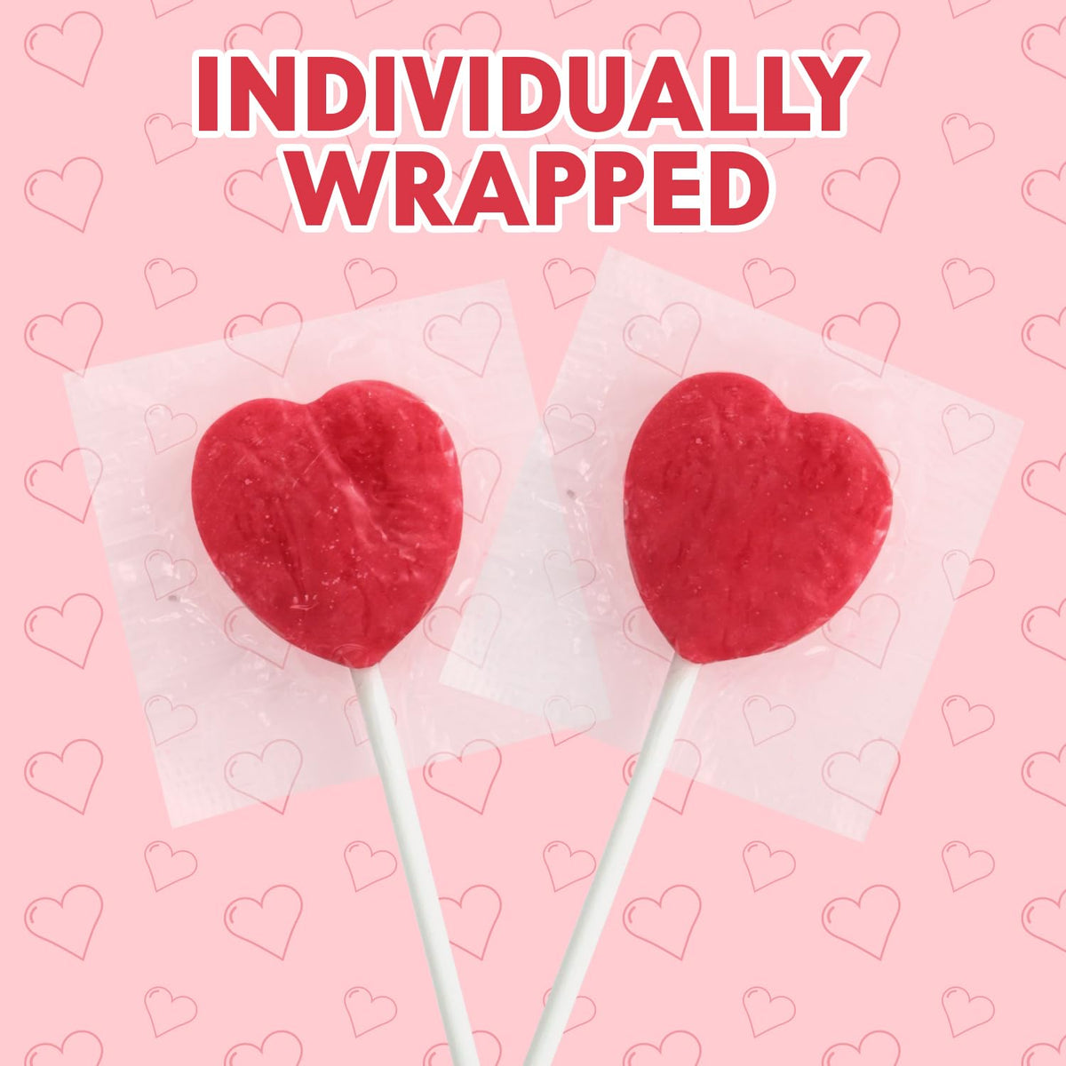 Yumzo Heart Shaped Lollipops – 6lb Valentines Candy Bulk, Strawberry Flavor, Individually Wrapped