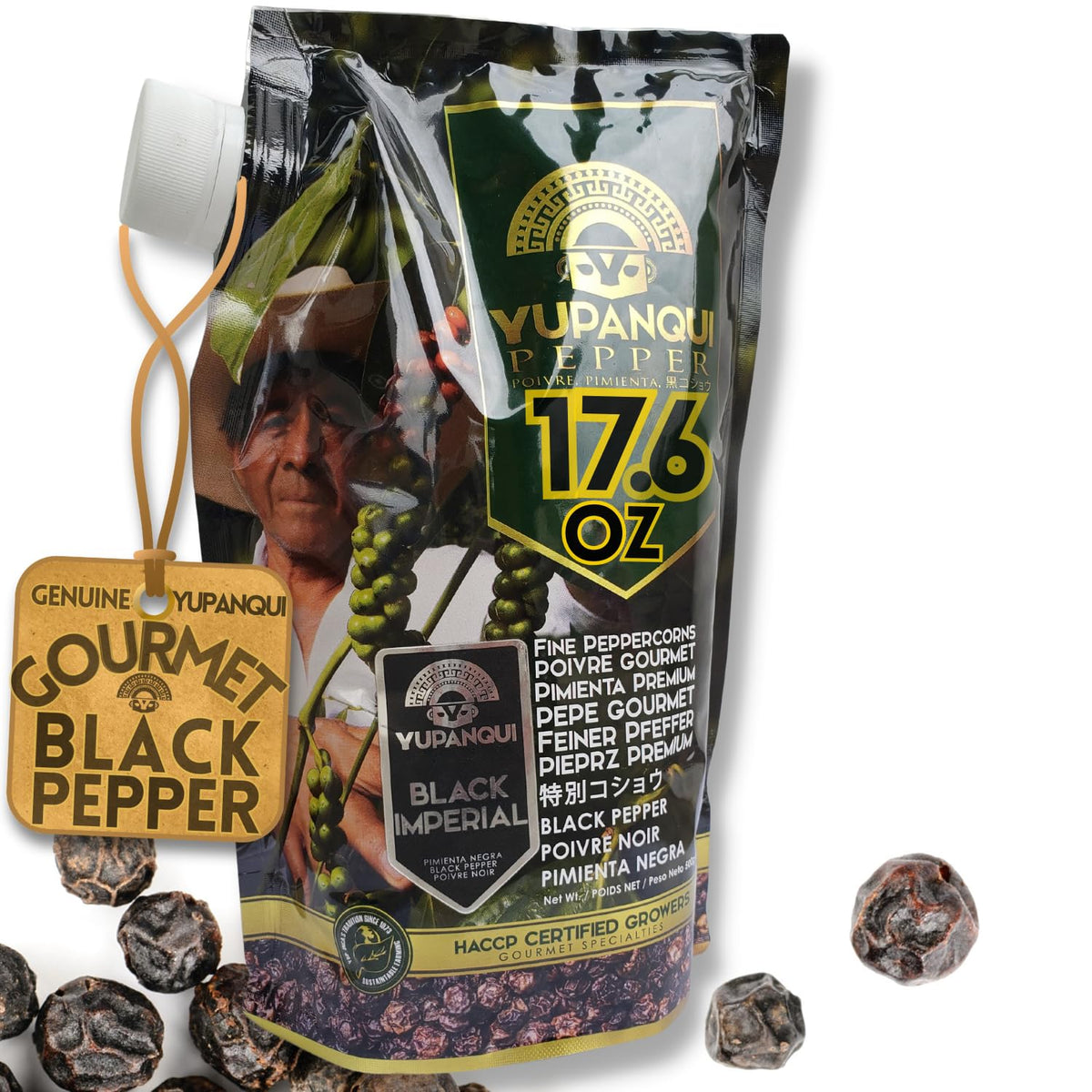 Yupanqui Organic Black Peppercorns for Grinder Refill – 17.6oz Whole Peppercorns