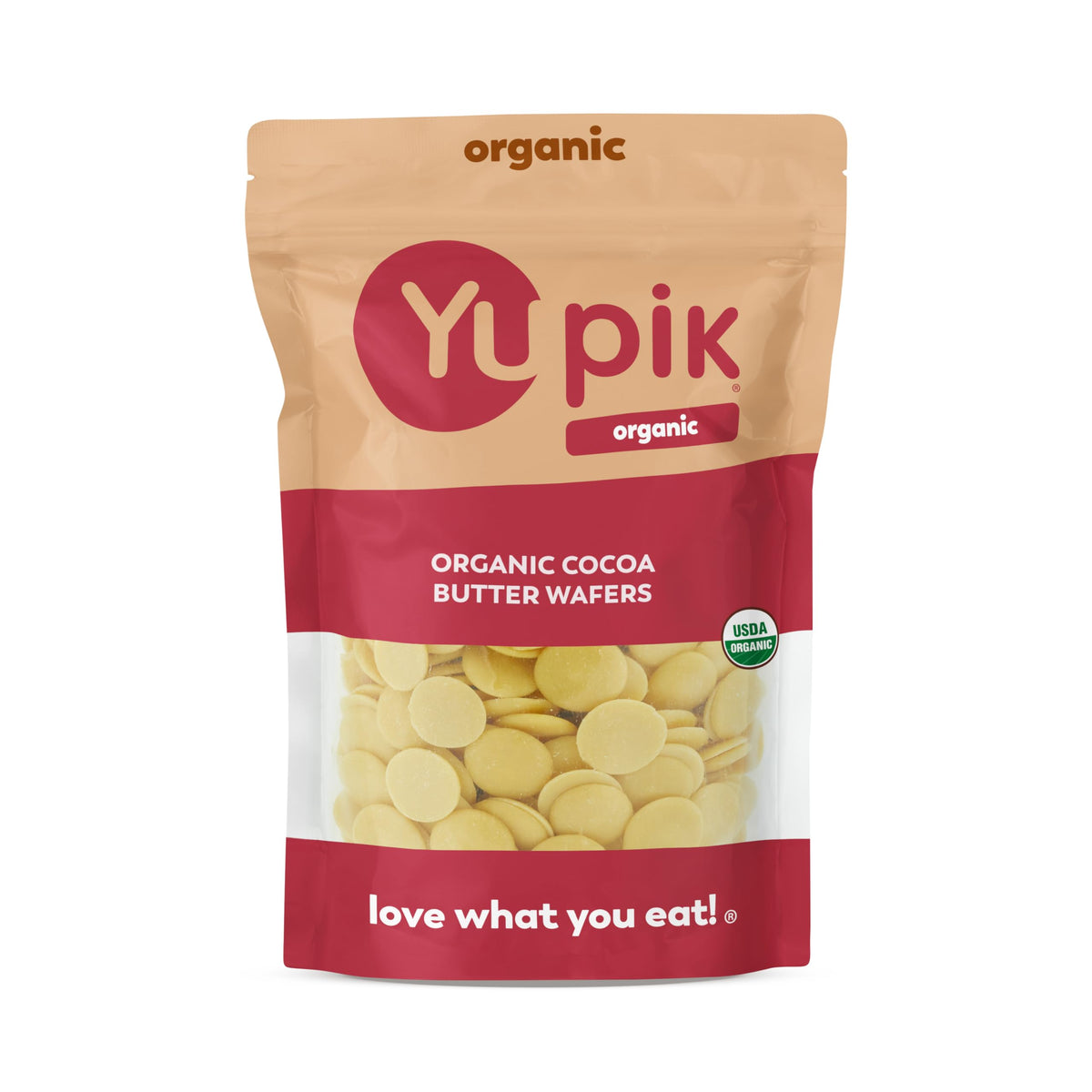 Yupik Organic Cocoa Butter Wafers — 2.2 lb (35.2 oz), Vegan, Gluten-Free, No Additives