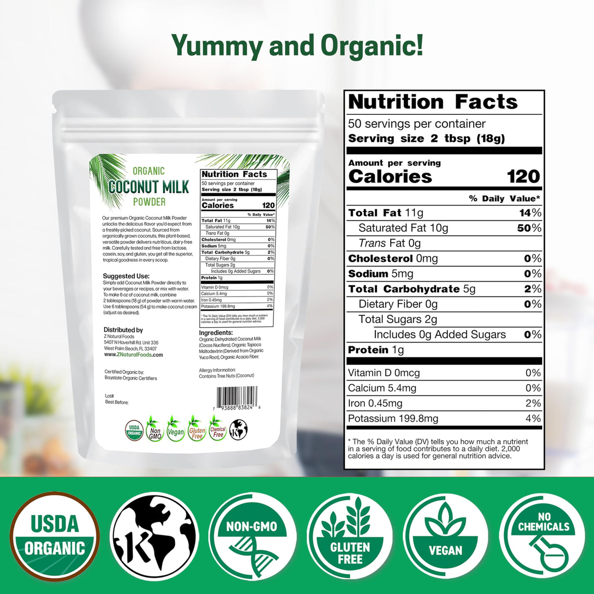 Z Natural Foods Organic Coconut Milk Powder – Unsweetened Dairy-Free Creamer (2 lb)