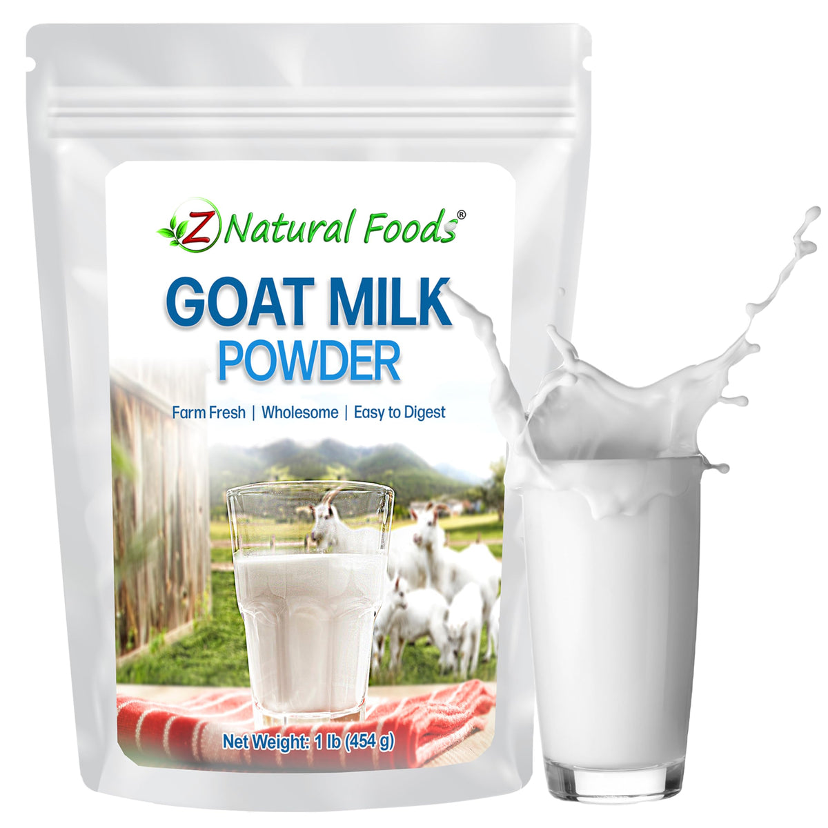 Z Natural Foods Goat Milk Powder - Pure Netherlands Full Cream Goat Milk, 1 lb