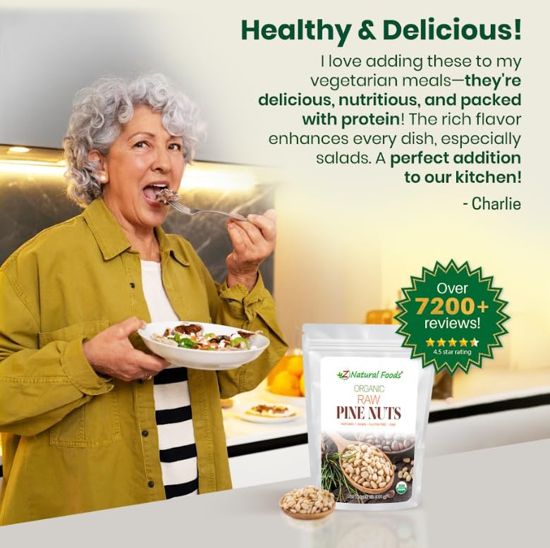 Z Natural Foods Organic Pine Nuts - Raw, Keto-Friendly, Gluten-Free, 1 lb