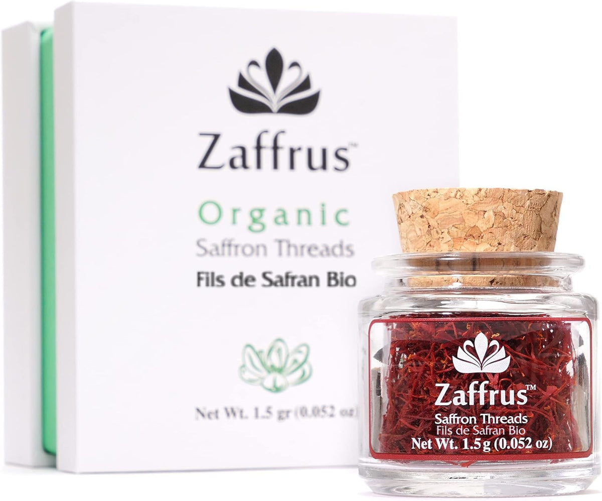 Zaffrus Organic Saffron Threads — Premium All-Red, 1.5g (ISO 3632-1)