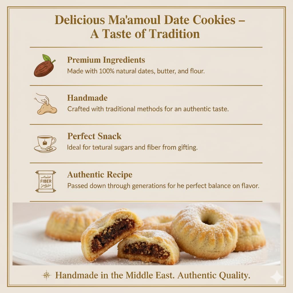 Zaitoune Maamoul Date Cookies – Authentic Middle Eastern Sweets in Elegant Gift Tin (9 oz)
