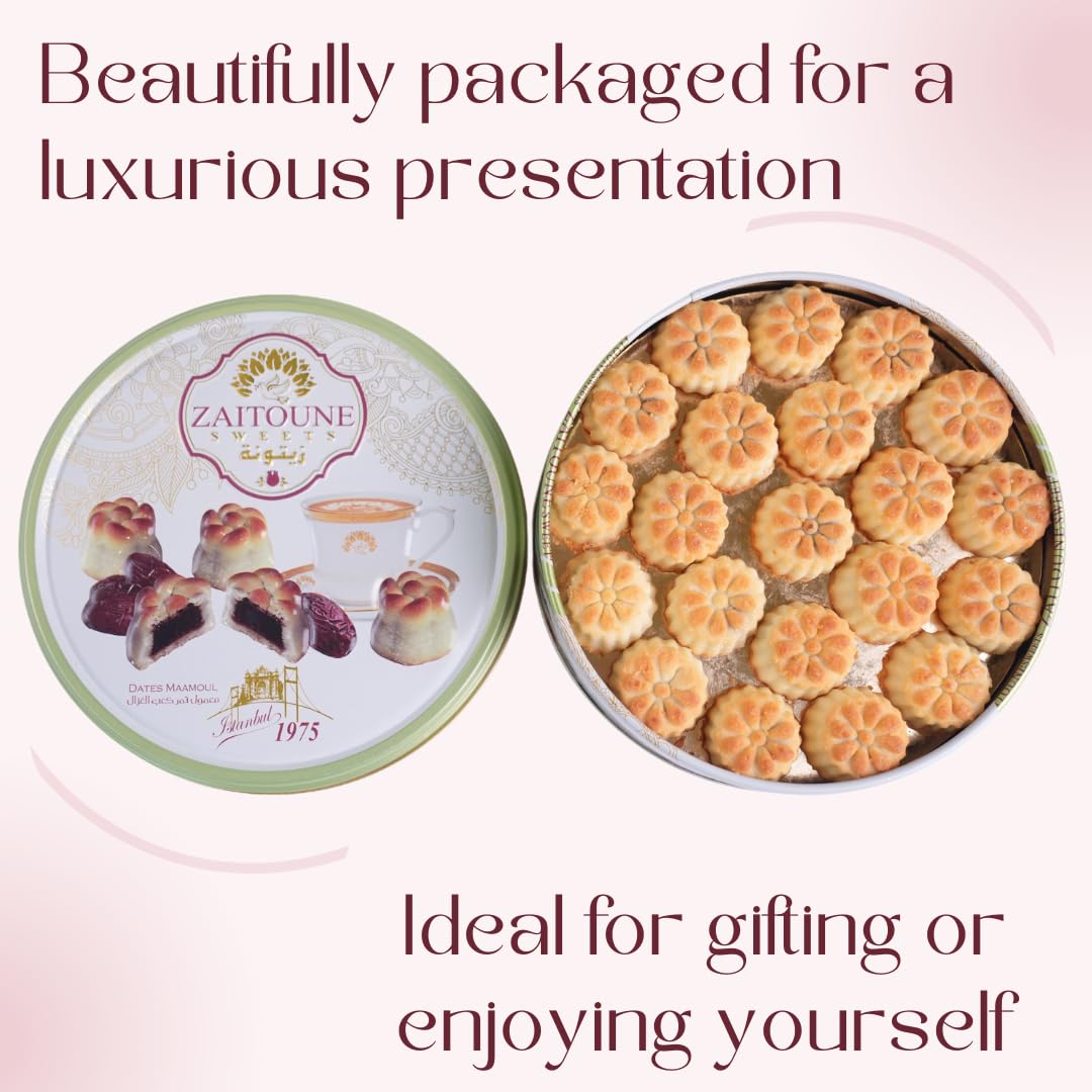 Zaitoune Maamoul Date Cookies – Authentic Middle Eastern Sweets in Elegant Gift Tin (9 oz)