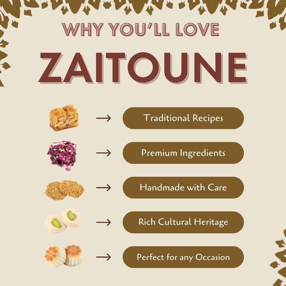 Zaitoune Premium Mini Mixed Cookies – 9 oz Gift Tin (Date Maamoul, Barazek & Ghraybeh)