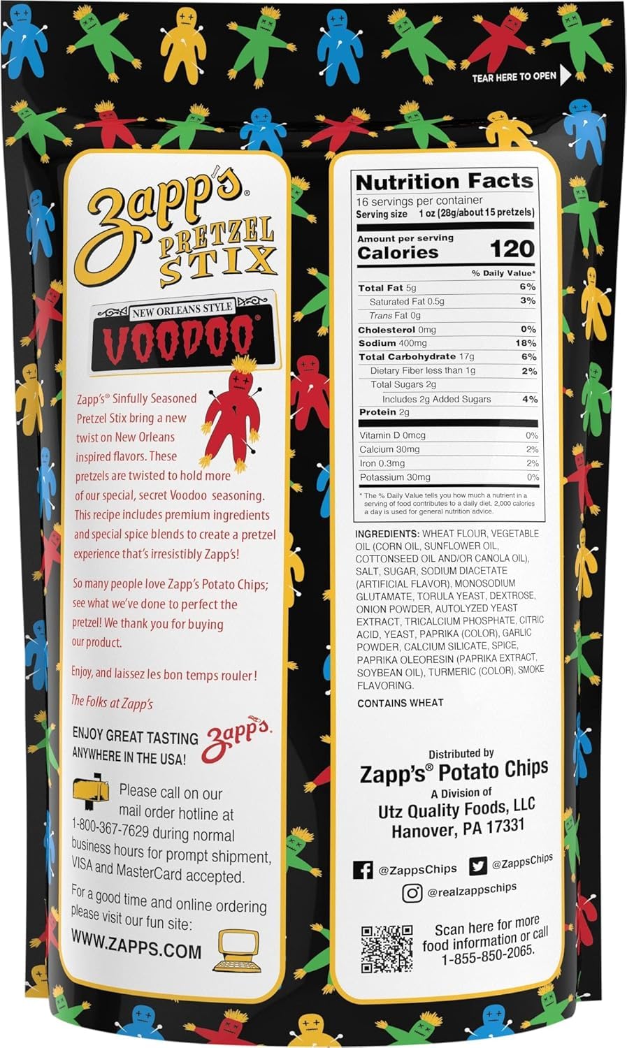 Zapp's Seasoned Pretzel Stix Variety Pack – Voodoo & Jazzy Honey Mustard, 16oz Pouch, Pack of 4