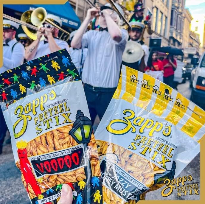 Zapp's Seasoned Pretzel Stix Variety Pack – Voodoo & Jazzy Honey Mustard, 16oz Pouch, Pack of 4