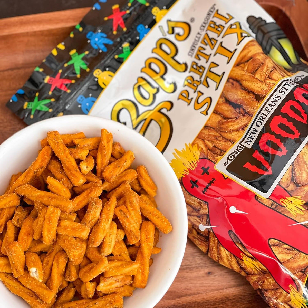 Zapp's Seasoned Pretzel Stix Variety Pack – Voodoo & Jazzy Honey Mustard, 16oz Pouch, Pack of 4