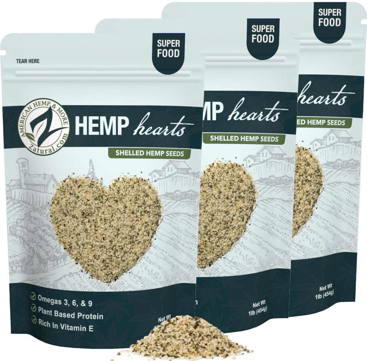 Zatural Hemp Hearts – 3 lb 100% Pure Raw Hulled Hemp Seeds, Non-GMO, Vegan Protein