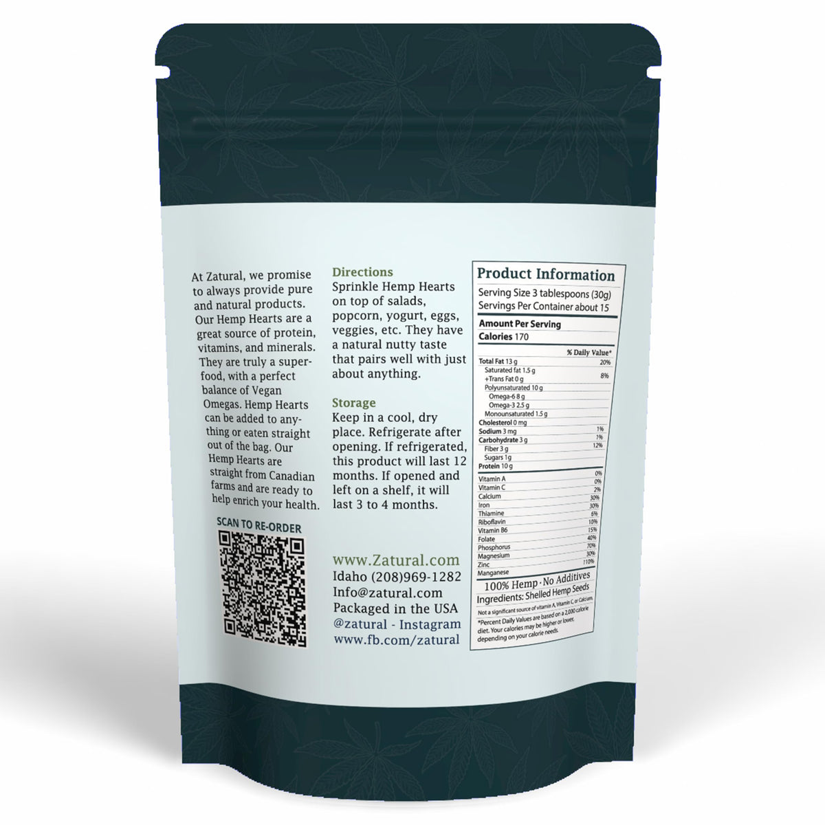 Zatural Hemp Hearts – 3 lb 100% Pure Raw Hulled Hemp Seeds, Non-GMO, Vegan Protein