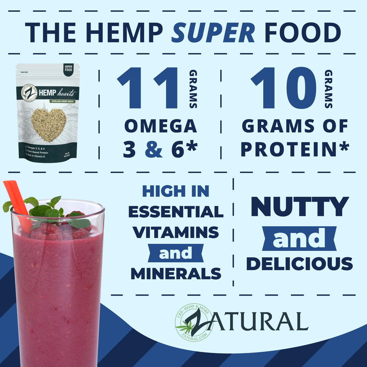 Zatural Hemp Hearts – 3 lb 100% Pure Raw Hulled Hemp Seeds, Non-GMO, Vegan Protein