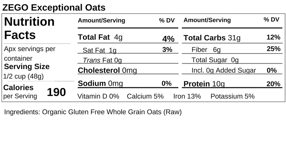 ZEGO Double Protein Raw Oats – Organic, Gluten Free, Glyphosate Free (28oz Bundle, 2x14oz)