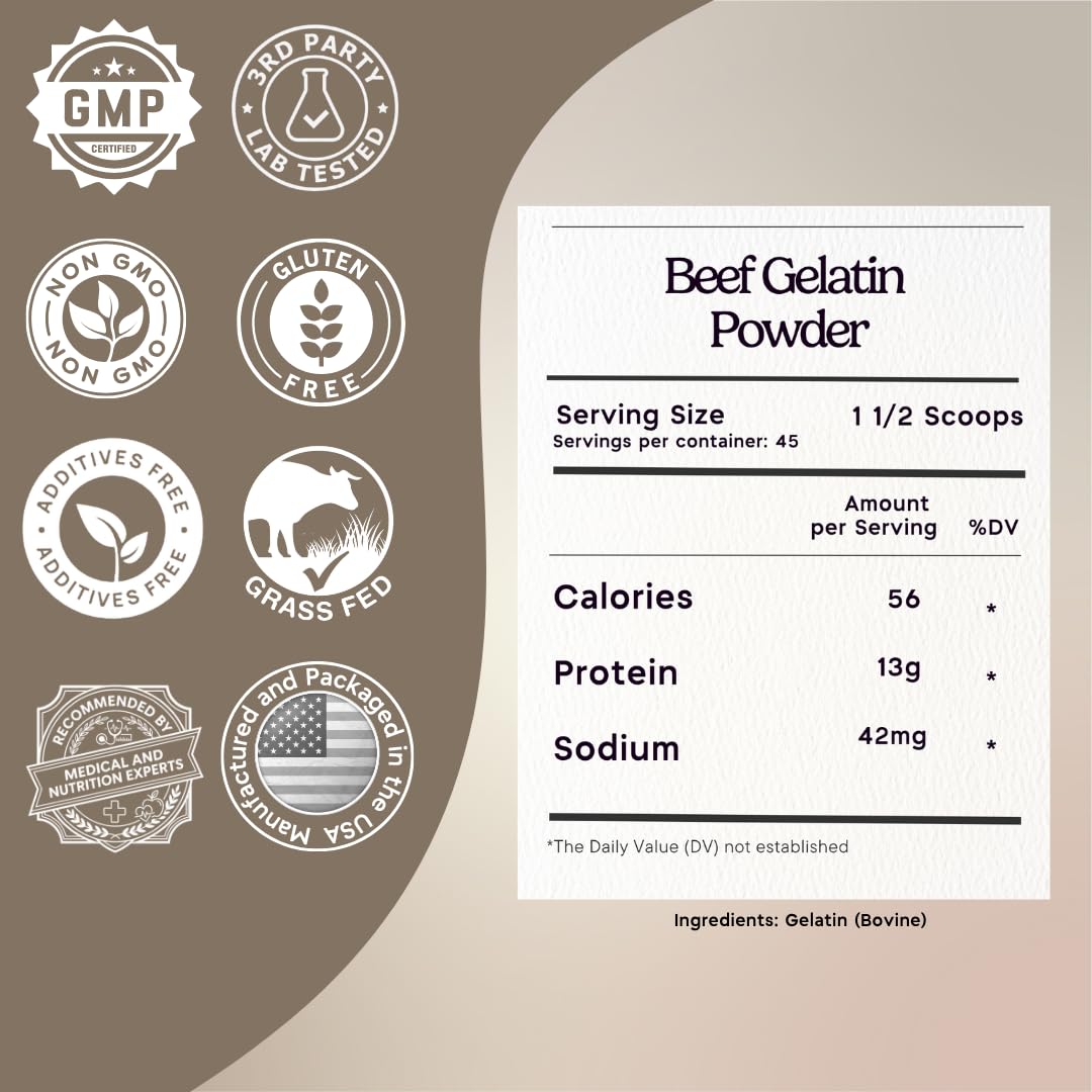 Zen Principle Grass-Fed Gelatin Powder – 1.5 lb, Unflavored, Keto & Paleo Friendly, 13g Protein per Serving
