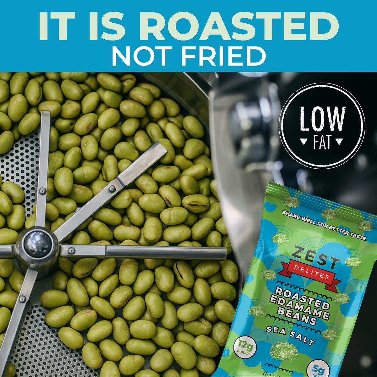 Zest Delites Edamame Snack — Crunchy Dry Roasted Sea Salt, 12g Protein, Vegan, Keto, 0.9oz 24 Pack