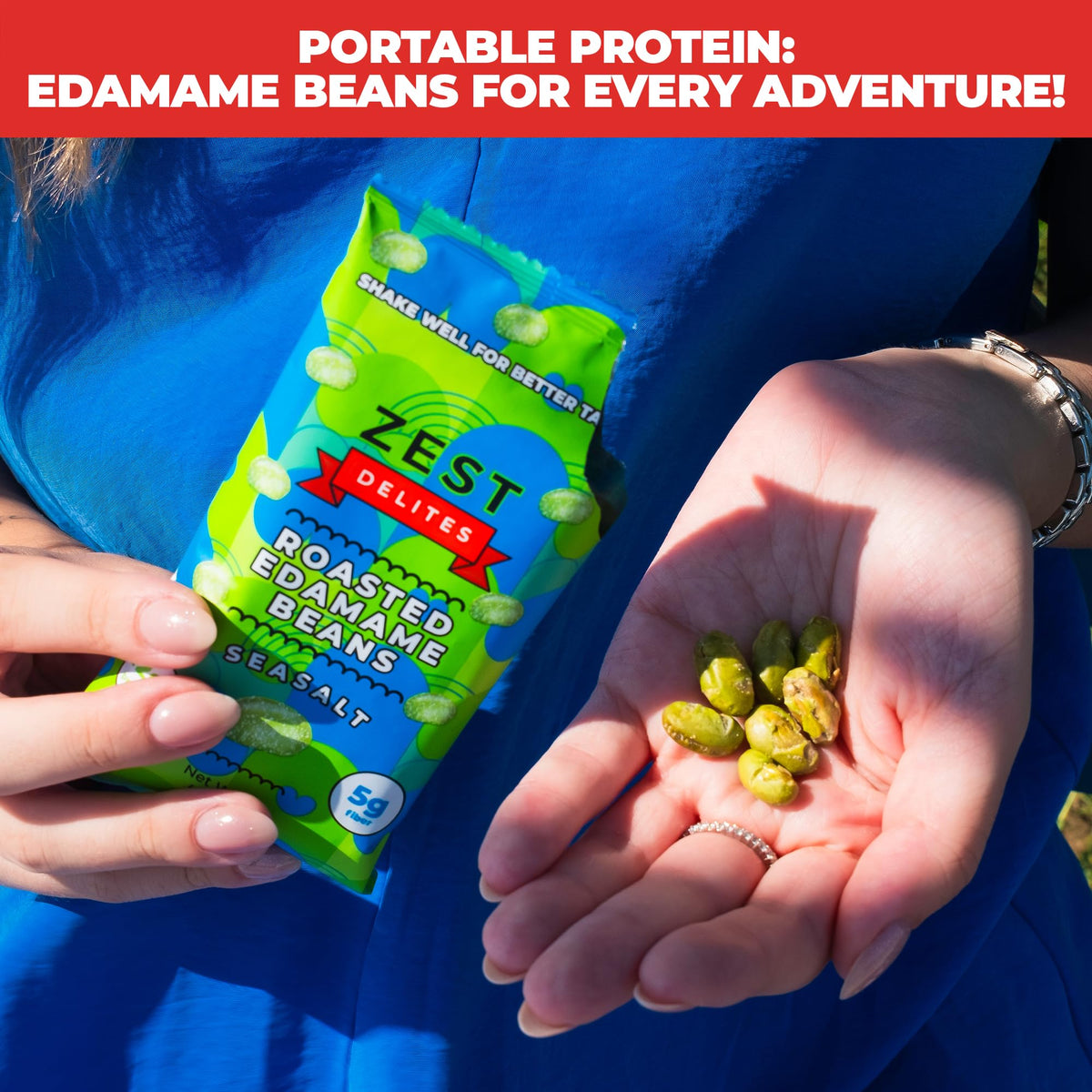 Zest Delites Edamame Snack — Crunchy Dry Roasted Sea Salt, 12g Protein, Vegan, Keto, 0.9oz 24 Pack