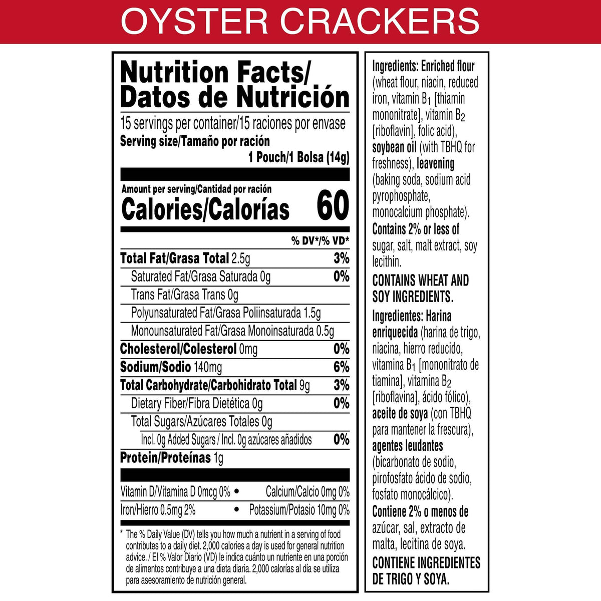 Zesta Oyster Crackers - Original, Single-Serve Packs (6 Boxes, 90 Pouches)