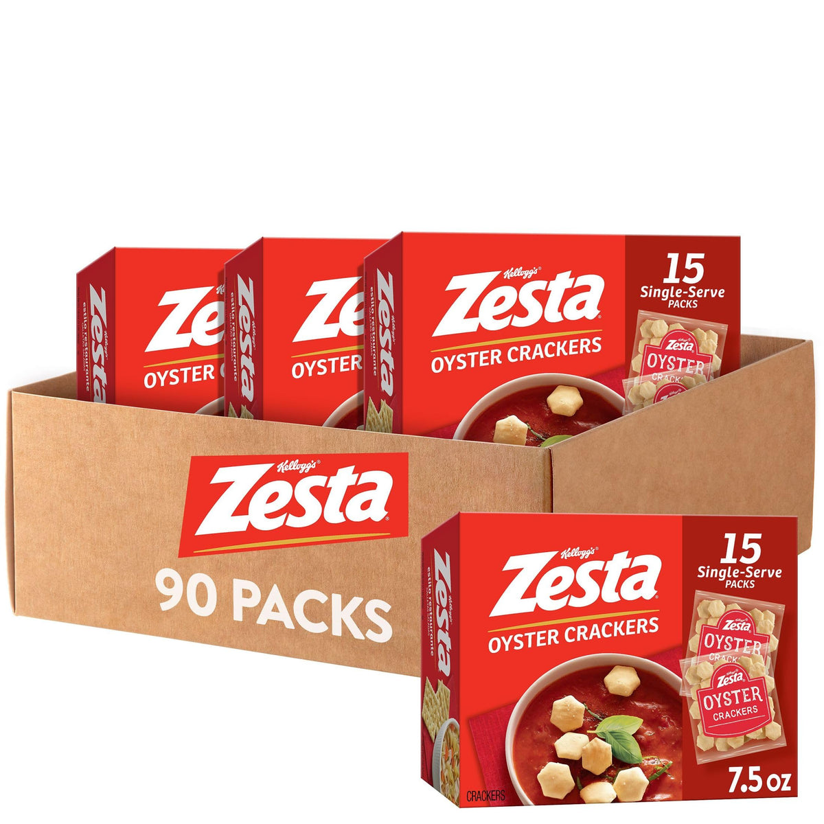 Zesta Oyster Crackers - Original, Single-Serve Packs (6 Boxes, 90 Pouches)