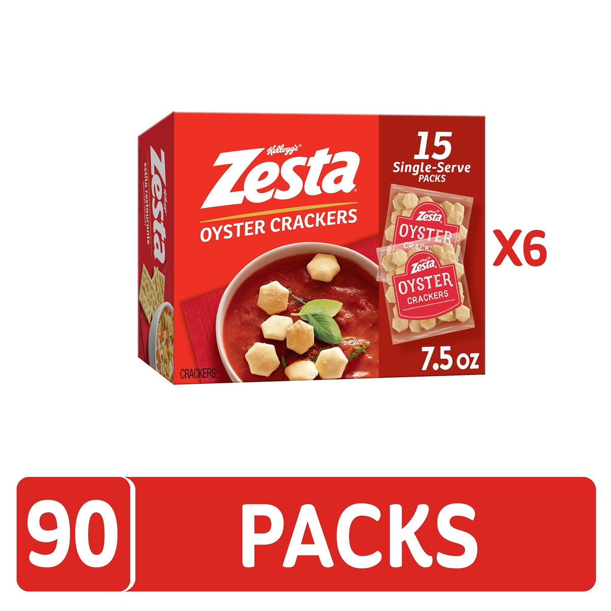 Zesta Oyster Crackers - Original, Single-Serve Packs (6 Boxes, 90 Pouches)