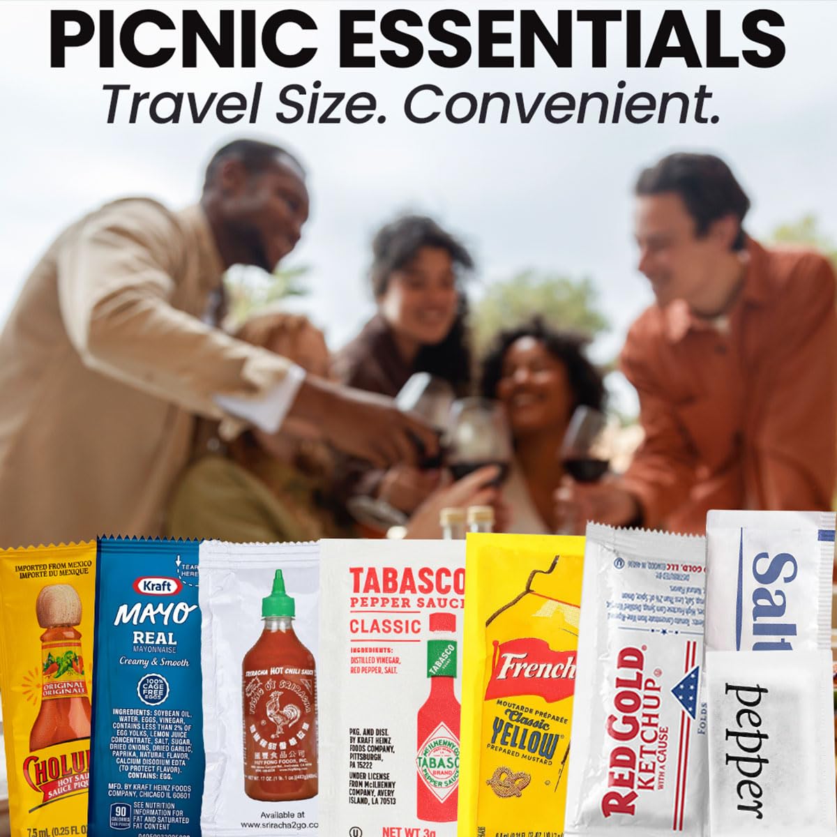 Zeust Condiment & Hot Sauce Packets Variety Pack – 325-Count Single-Serve Packets