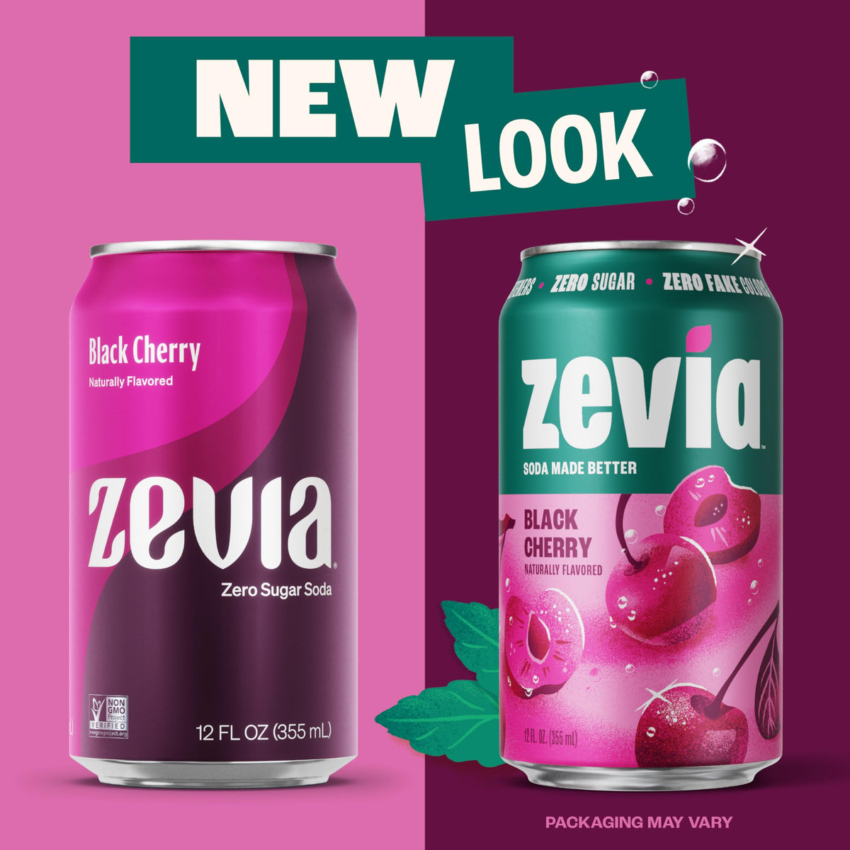 Zevia Zero Sugar Soda – Black Cherry, 12 oz Cans (24-Pack) | Naturally Sweetened, Non-GMO, Gluten-Free
