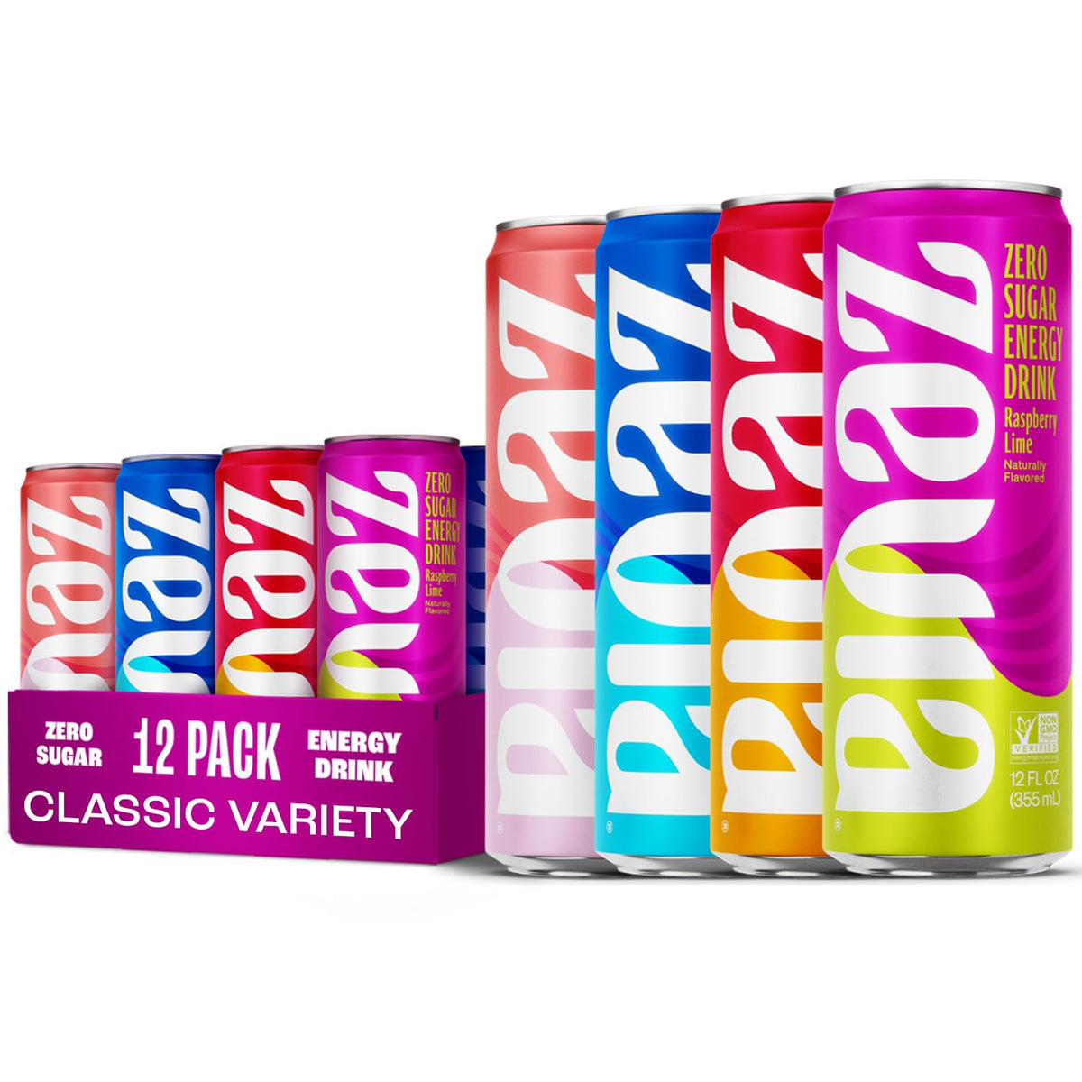 Zevia Zero Sugar Energy Drink – Classic Variety Pack (12-Pack, 12 oz Cans) | Naturally Sweetened, 120 mg Caffeine, Gluten-Free, Vegan