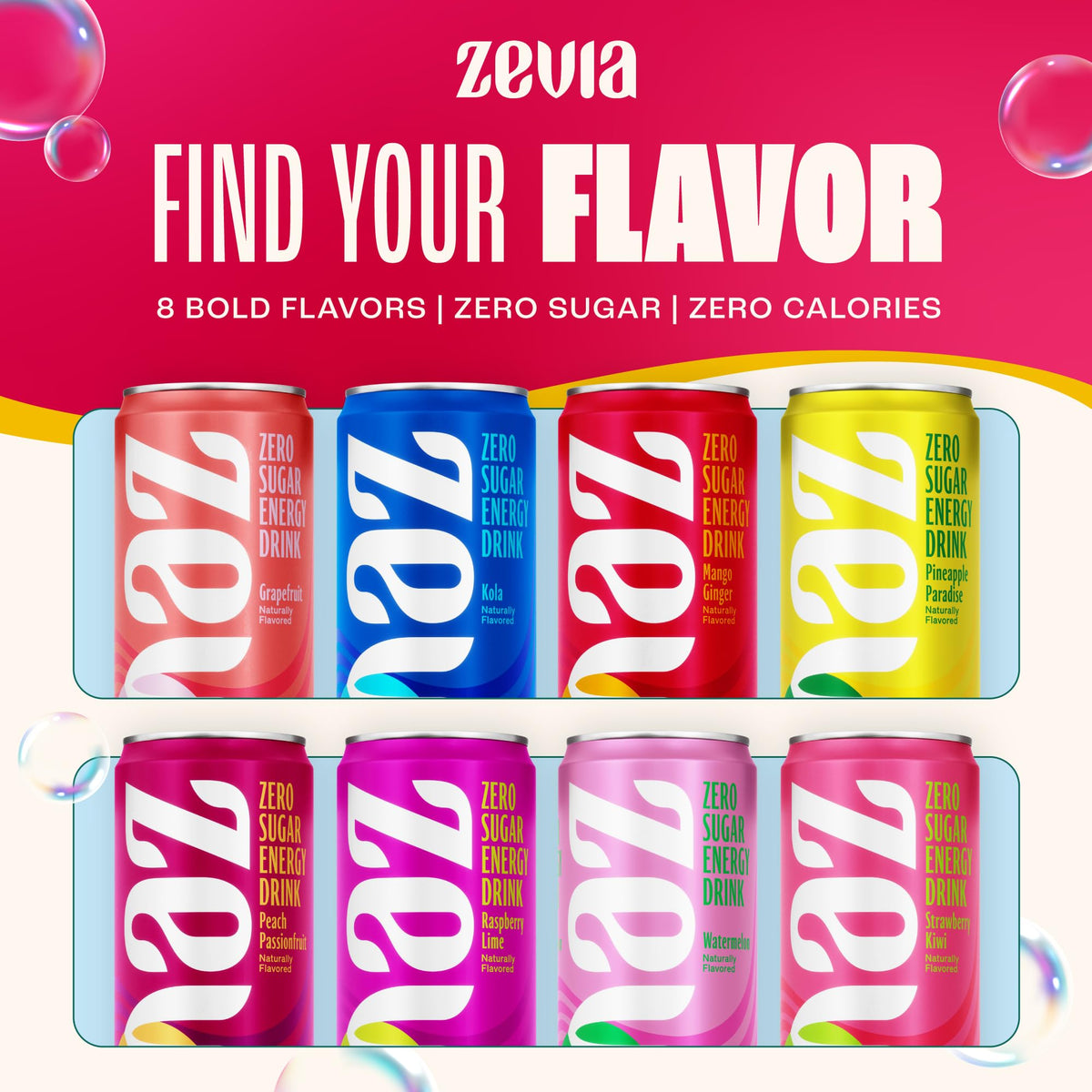 Zevia Zero Sugar Mango Ginger Energy Drink – 12 Pack, 0 Cal, Naturally Sweetened