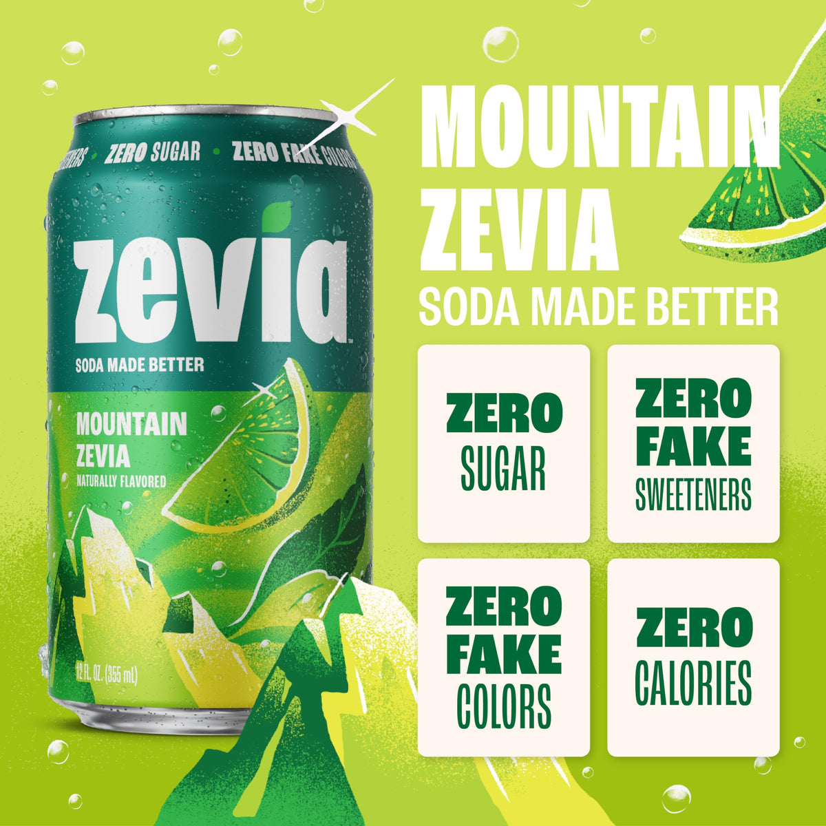Zevia Mountain Zevia Zero Sugar Soda – 24-Pack, 12 oz Cans