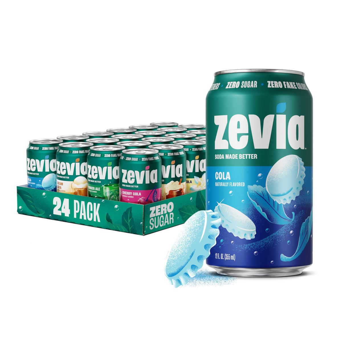Zevia Zero Sugar Soda Nostalgic Variety Pack – 24-Pack, 12 oz Cans, Non-GMO, Gluten-Free, Vegan