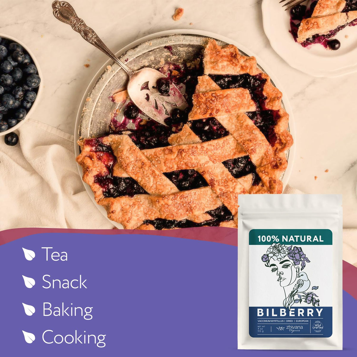 Wild Bilberry Dried Fruits (4 oz) – Bilberry Tea | Zhivana Organics