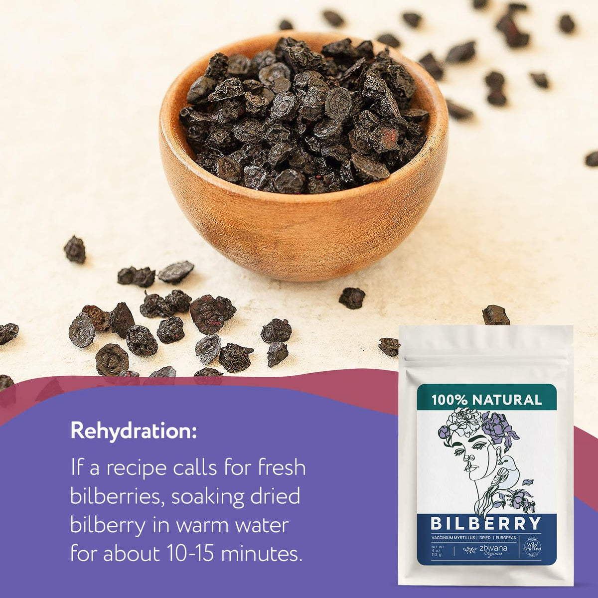 Wild Bilberry Dried Fruits (4 oz) – Bilberry Tea | Zhivana Organics
