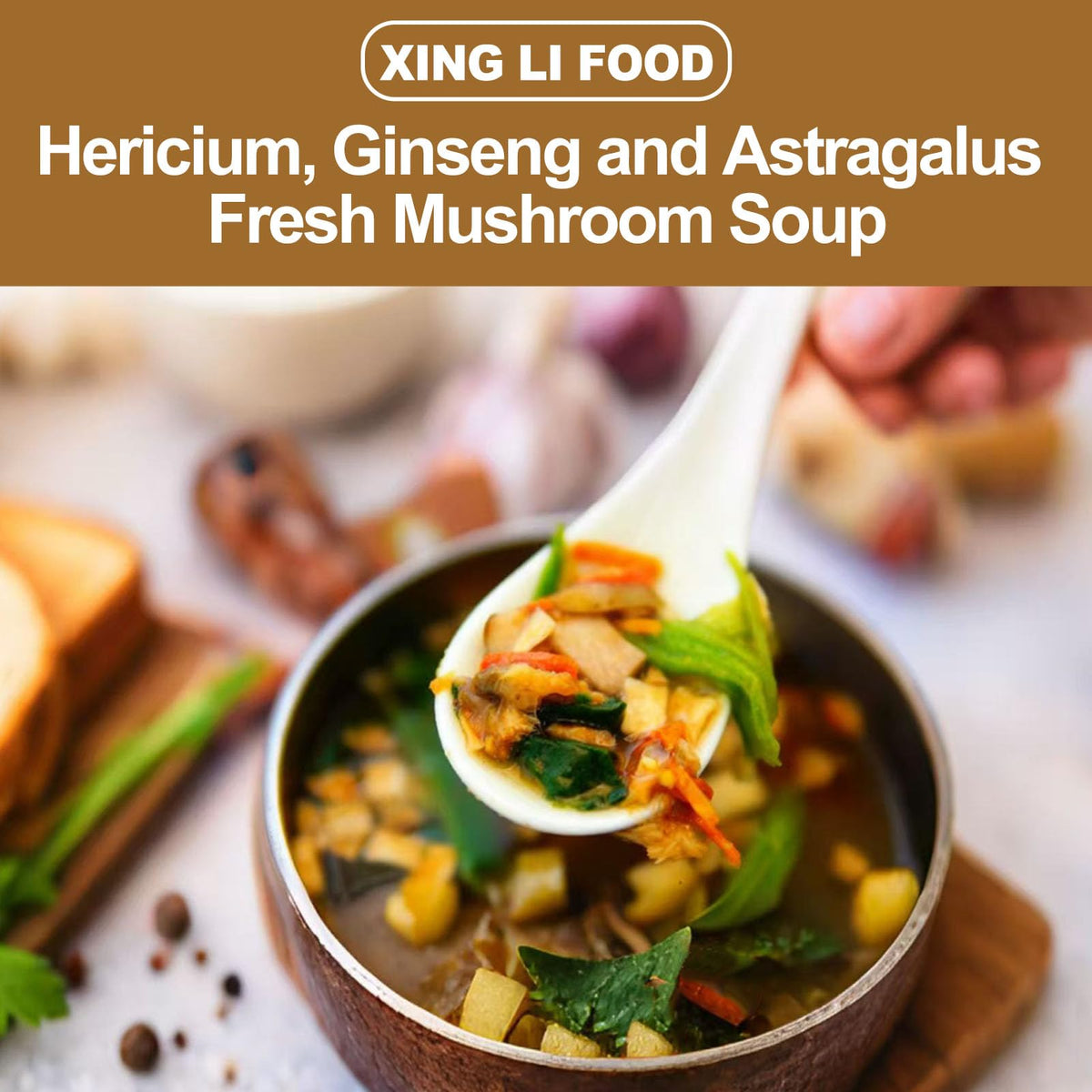 Hericium, Ginseng & Astragalus Mushroom Soup Mix – 10 Sachets (0.35 oz) | ZHONG XIANG XING LI FOOD