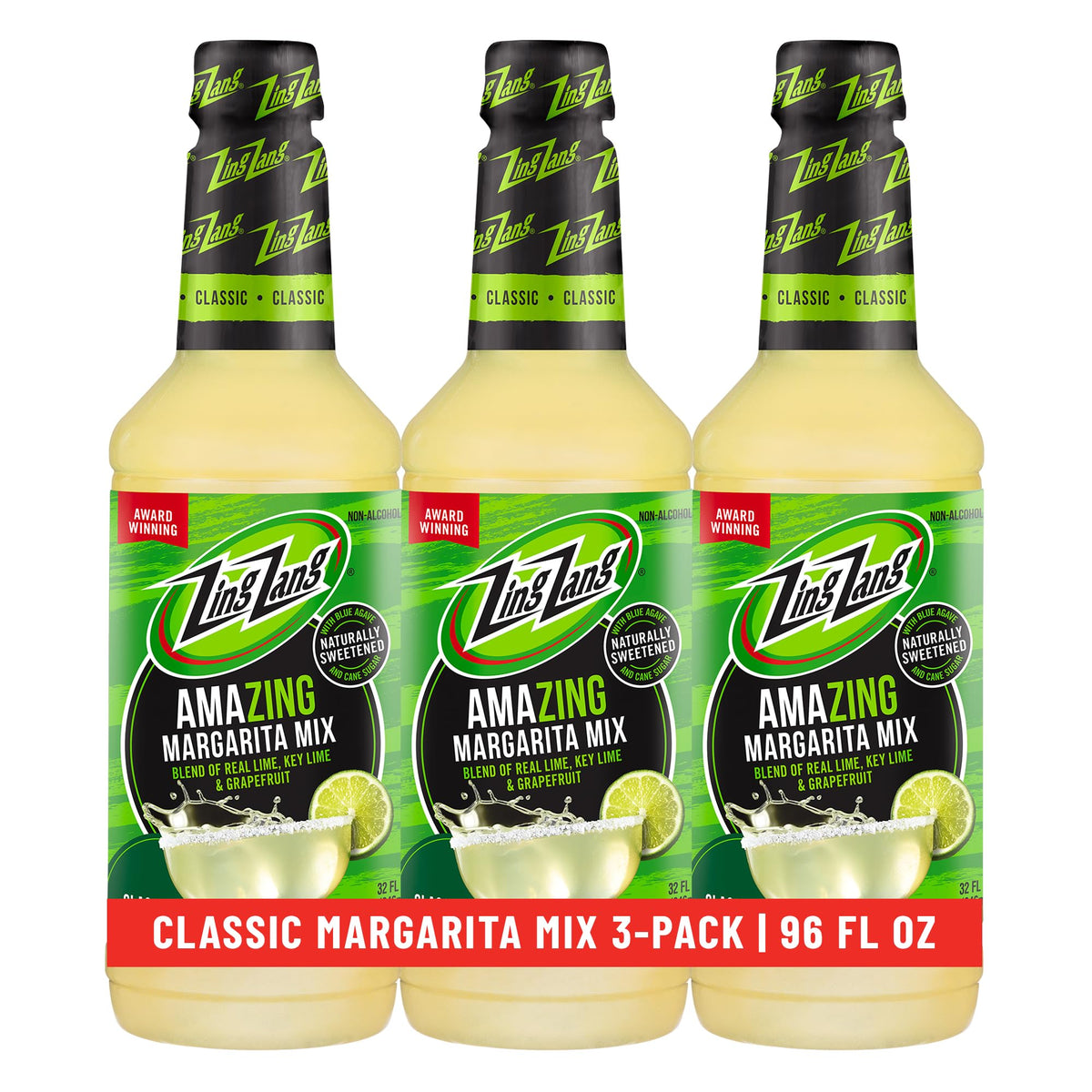 Zing Zang Margarita Mix – Mango, Lime & Key Lime Juice Blend | Non-Alcoholic Cocktail Mixer, 32 Fl Oz Bottles (Pack of 3)